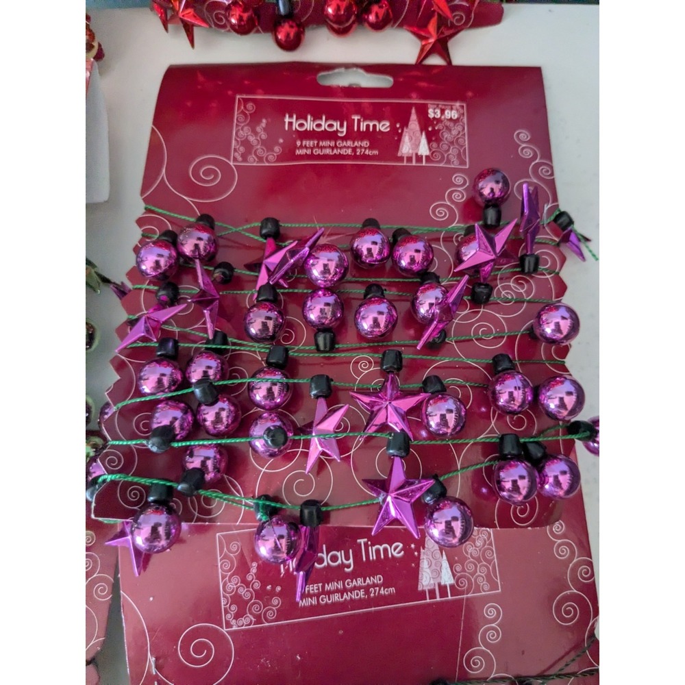Vintage Holiday Time Mini Garland Lot Christmas Bead Star Garland 9 Ft